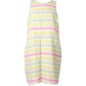 Tommy Bahama 100% linen striped dress with fringe hem, large